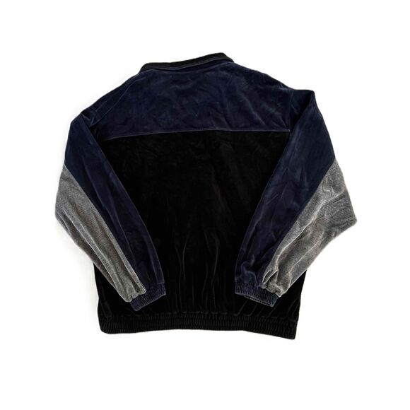 Vintage Perry Ellis America Active Men's XXL Black Blue Gray Velour Zip Jacket - Picture 9 of 9